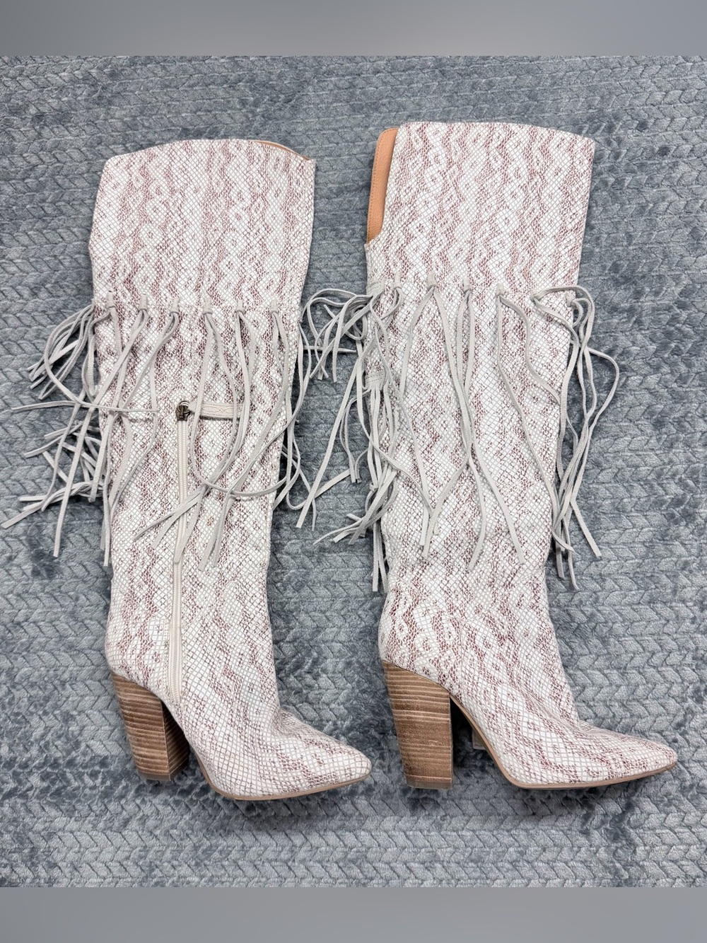 DINGO EST 1969 KITTY KAT SNAKE PRINT FRINGE TALL WESTERN BOOT Size 6.5